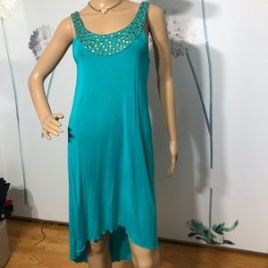 Aqua dress tunique style, slip on .